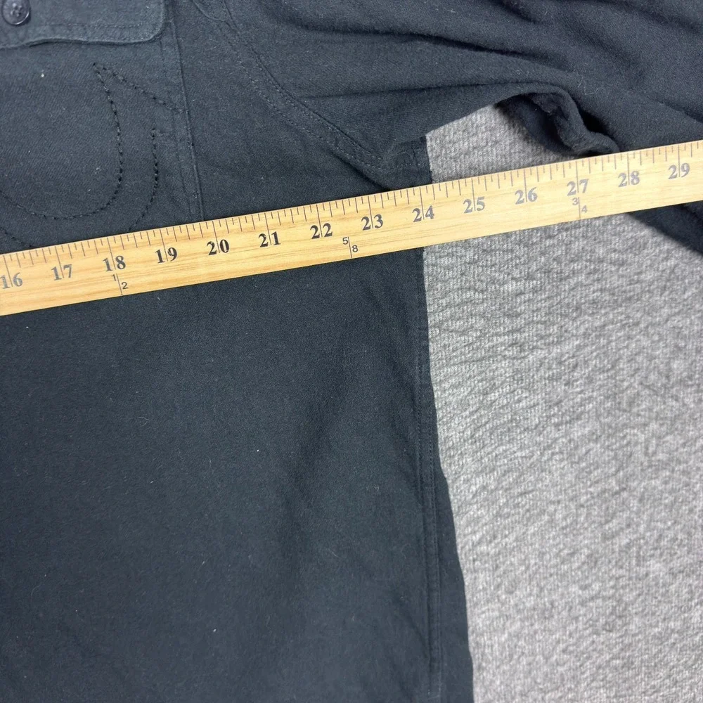 True Religion Shirt Mens XXL Black Utility Flannel Long Sleeve Button Western